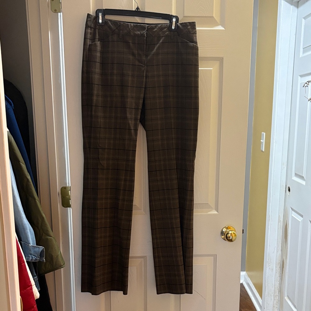 Express Women’s Dark Brown Plaid Dress Pants